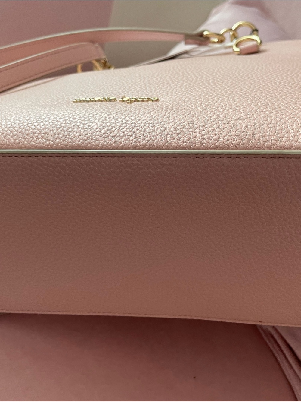 Nanette Lepore Blush Pink Pebbled Shoulder Tote with Gold Hardware - Picture 3 of 7